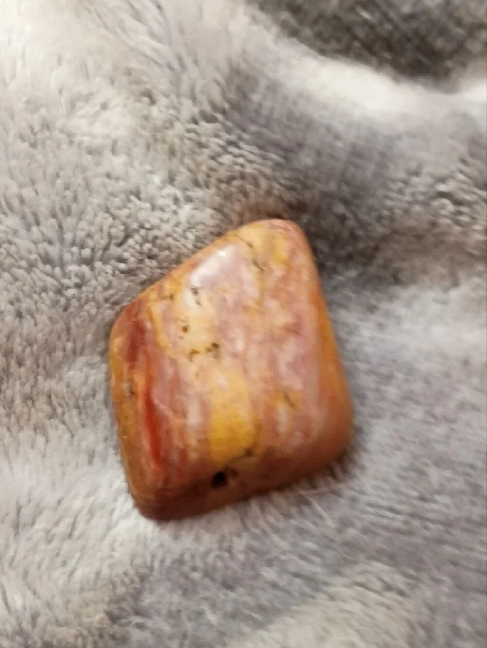 Polished Multicolor Stone Bead for Men - Pink and Gold Accent